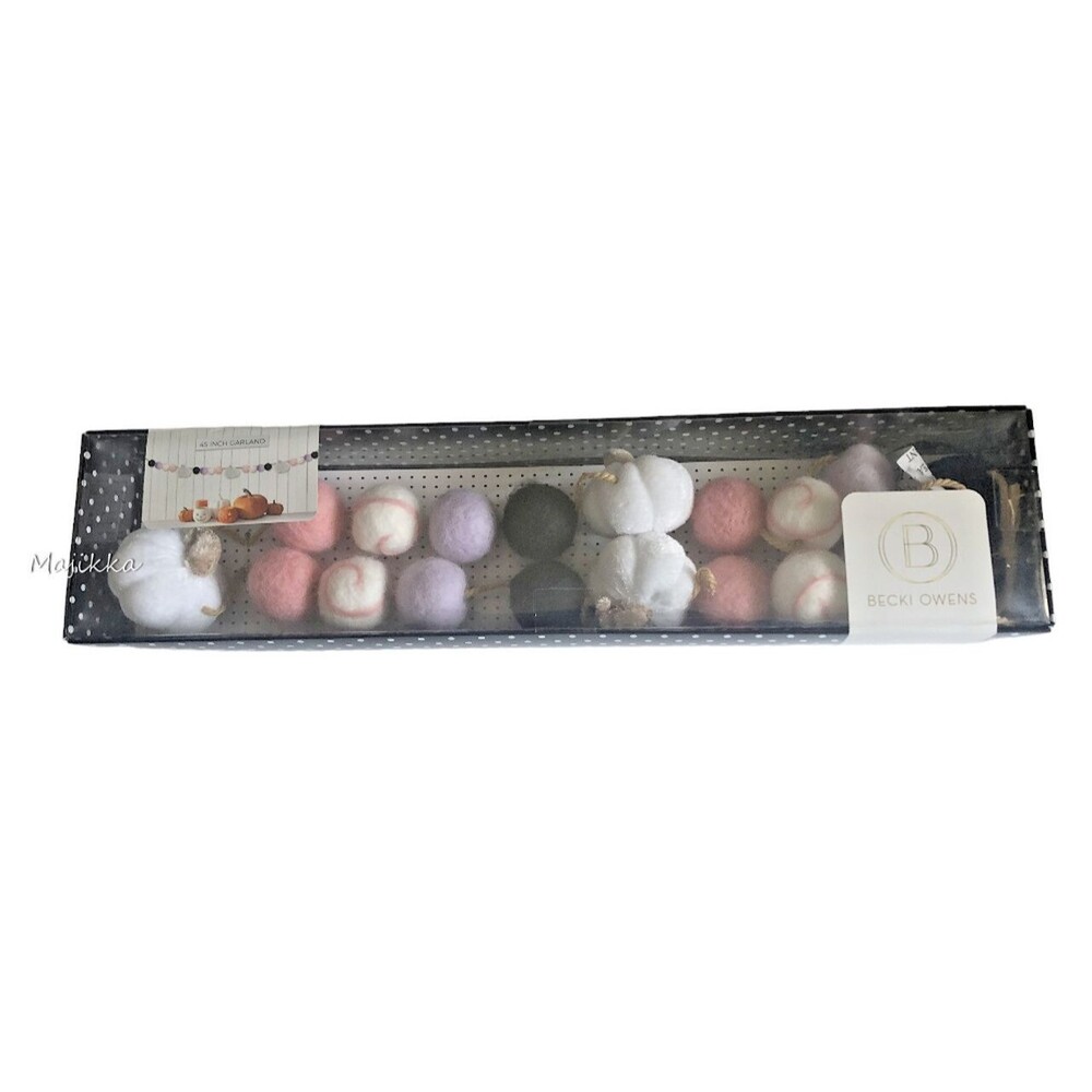 Becki Owens Halloween Felt Pumpkin Ball Garland Banner 45" Fall Thanksgiving
